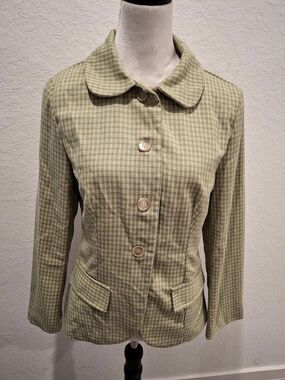 Cider Green & Pink Houndstooth Blazer Size Medium